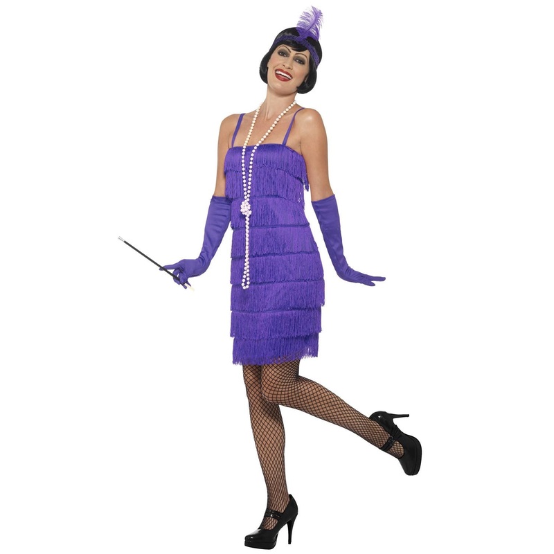 Glitzy Womens Purple 1920s Flapper Dress Costume