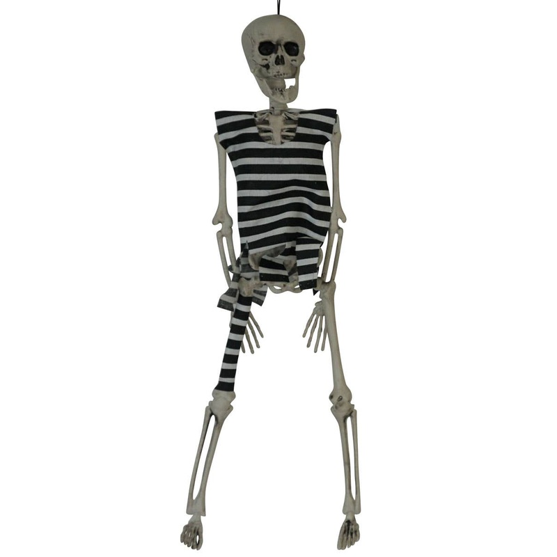 Hanging 41cm Convict Skeleton Halloween Decoration