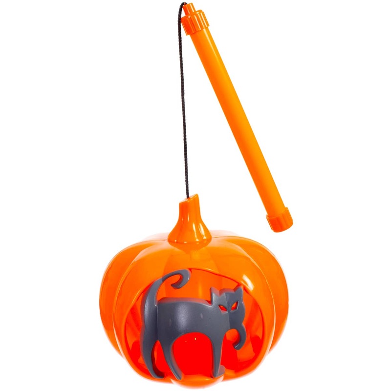 Light Up Grey Cat Jack O Lantern Trick or Treat Safety Light