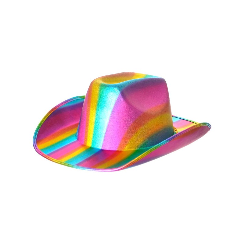 Metallic Rainbow Striped Mardi Gras Cowboy Hat
