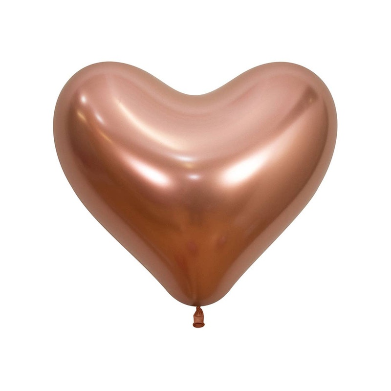 Metallic Reflex Rose Gold Single 35cm Heart Shaped Latex Balloon