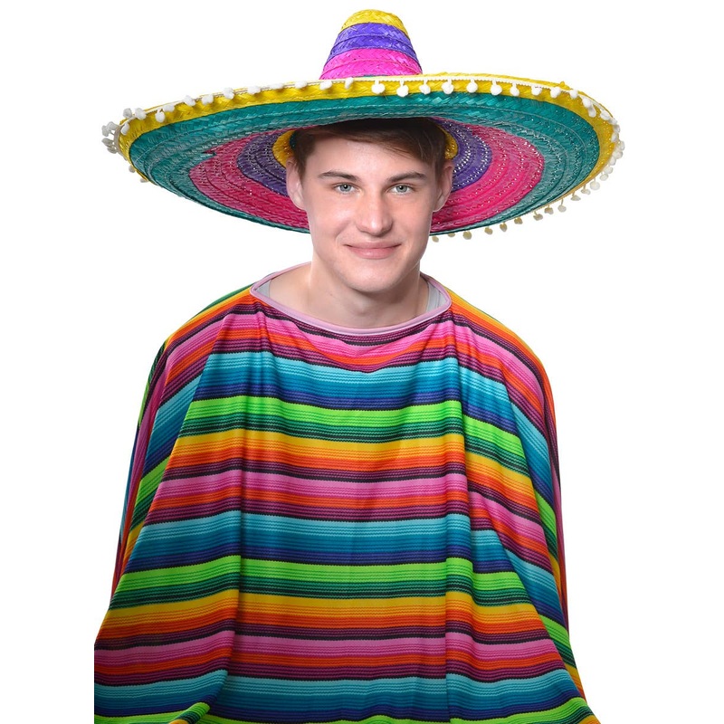 Multi Colour Adults Mexican Sombrero Costume Hat