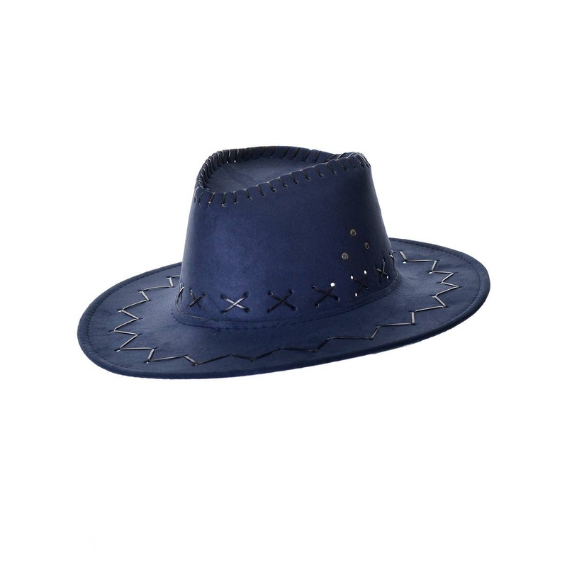 Navy Blue Suede Outback Cowboy Costume Hat