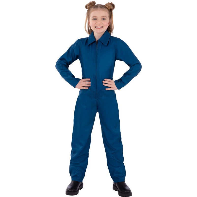 Navy Blue Teen Girls Boiler Suit Halloween Costume