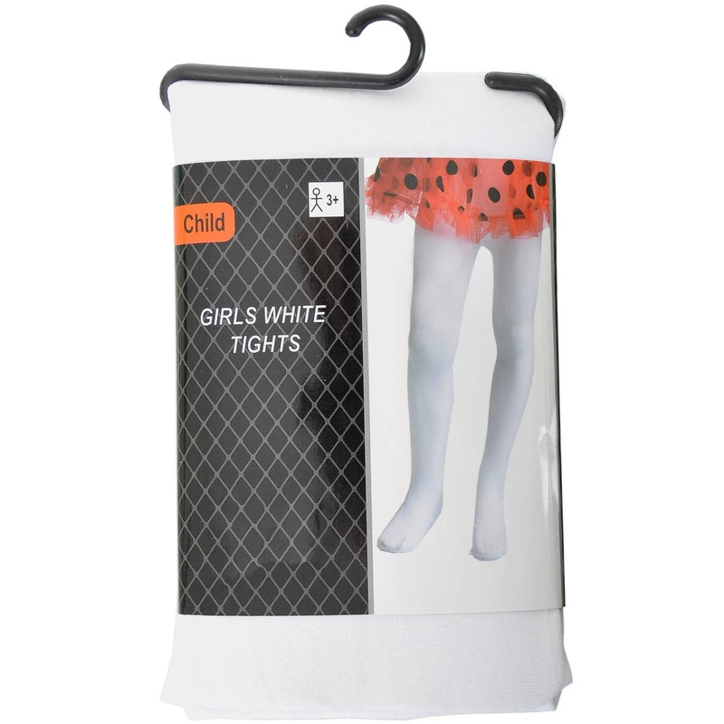 Opaque White Full Length Girls Costume Stockings