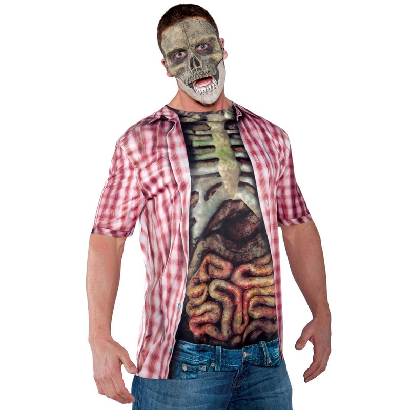 Photo Real Bones and Guts Mens Halloween Costume Shirt