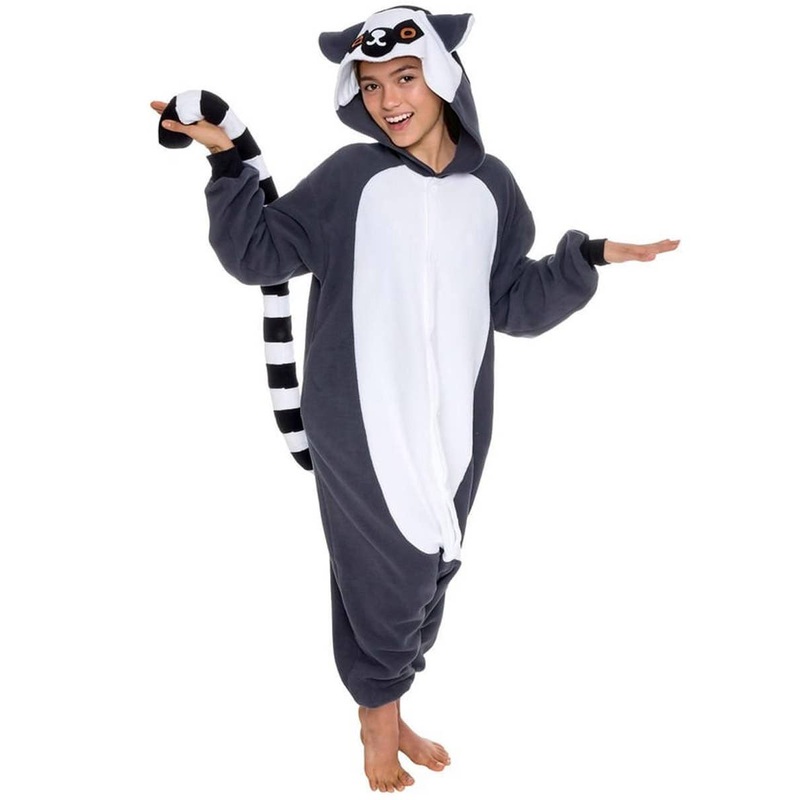 Plush Grey Lemur Kids Animal Onesie Costume
