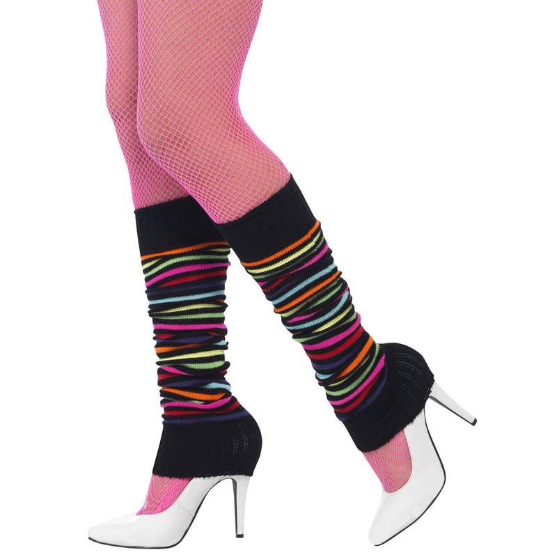 Rainbow Black 1980s Leg Warmers Costume Accessory