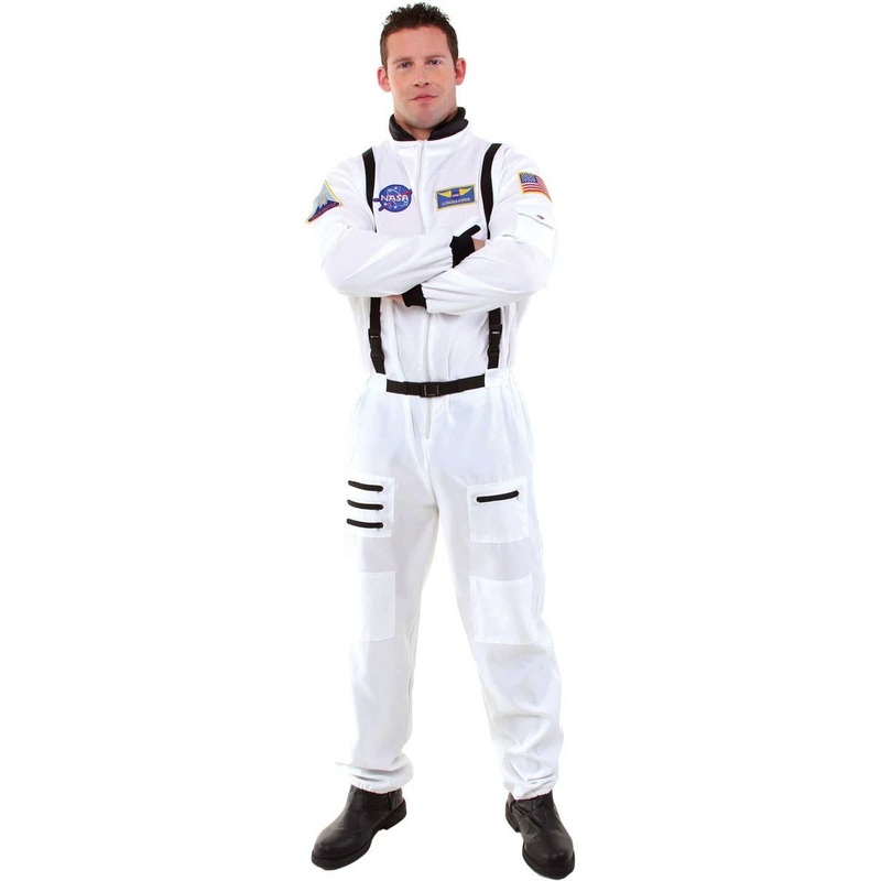 Space Astronaut Mens White Jumpsuit Costume