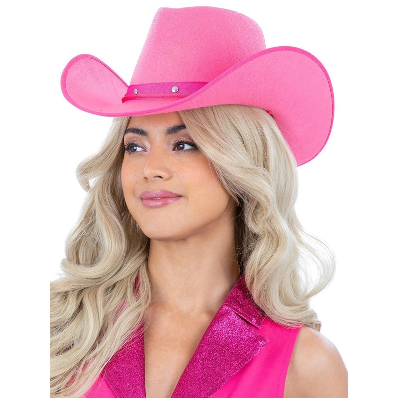 Studded Womens Pink Cowboy Costume Hat