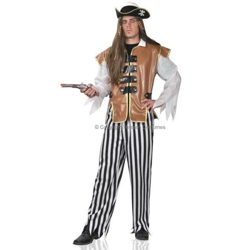 Caribbean Mens Pirate Captain Fancy Dress Costume