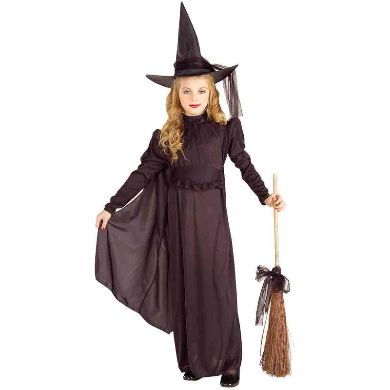 Classic Long Black Witch Girls Halloween Costume