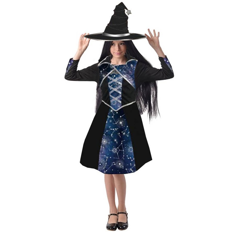 Cute Galaxy Witch Girls Halloween Costume