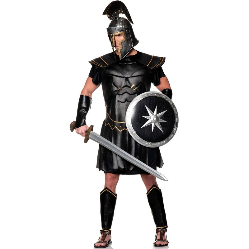 Deluxe Black and Gold Roman Gladiator Mens Costume