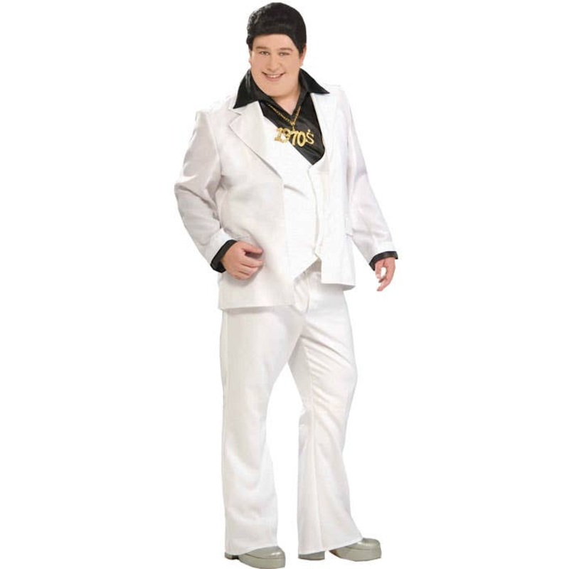 Disco Fever Plus Size Mens Retro White Costume