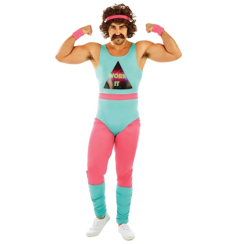 Energetic Mens 1980s Work It Fitness Instructor Costume