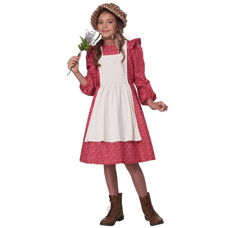 Frontier Settler Girls Colonial Era Fancy Dress Costume