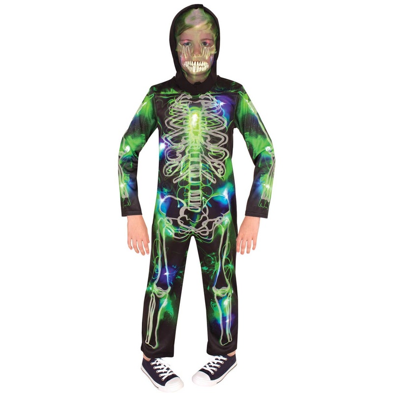 Glow in the Dark Neon Skeleton Boys Halloween Costume