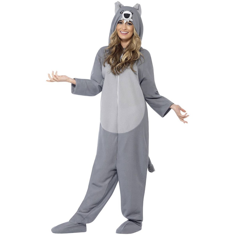Grey Wolf Womens Animal Onesie Costume