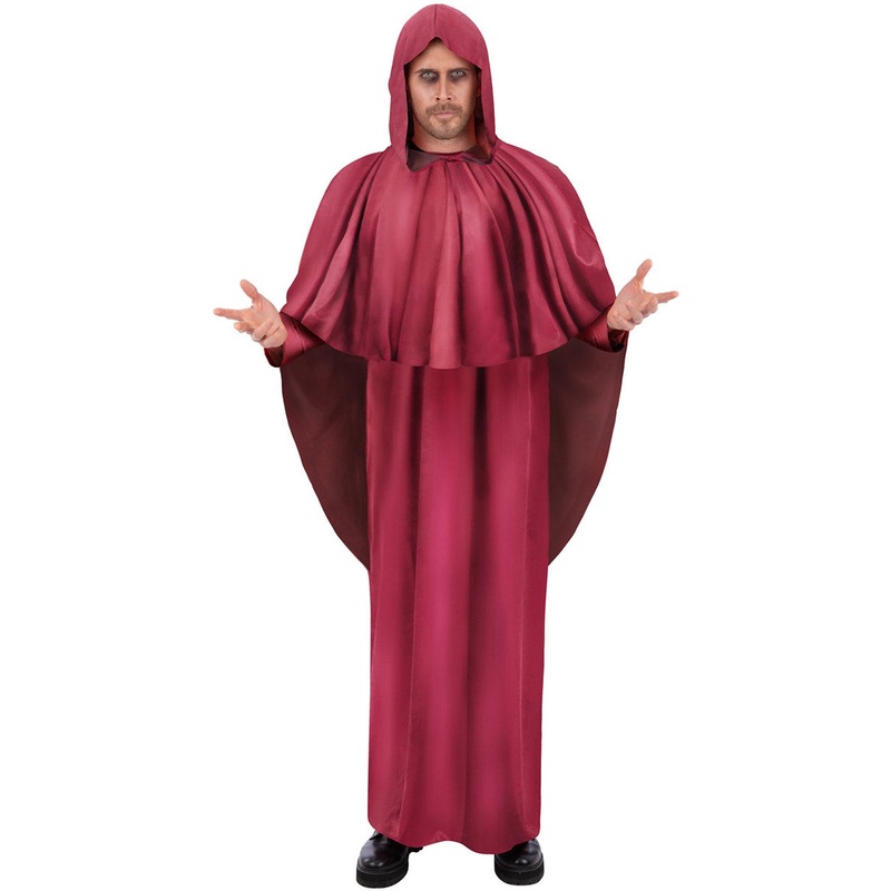 Hooded Red Mens Occult Halloween Robe Costume
