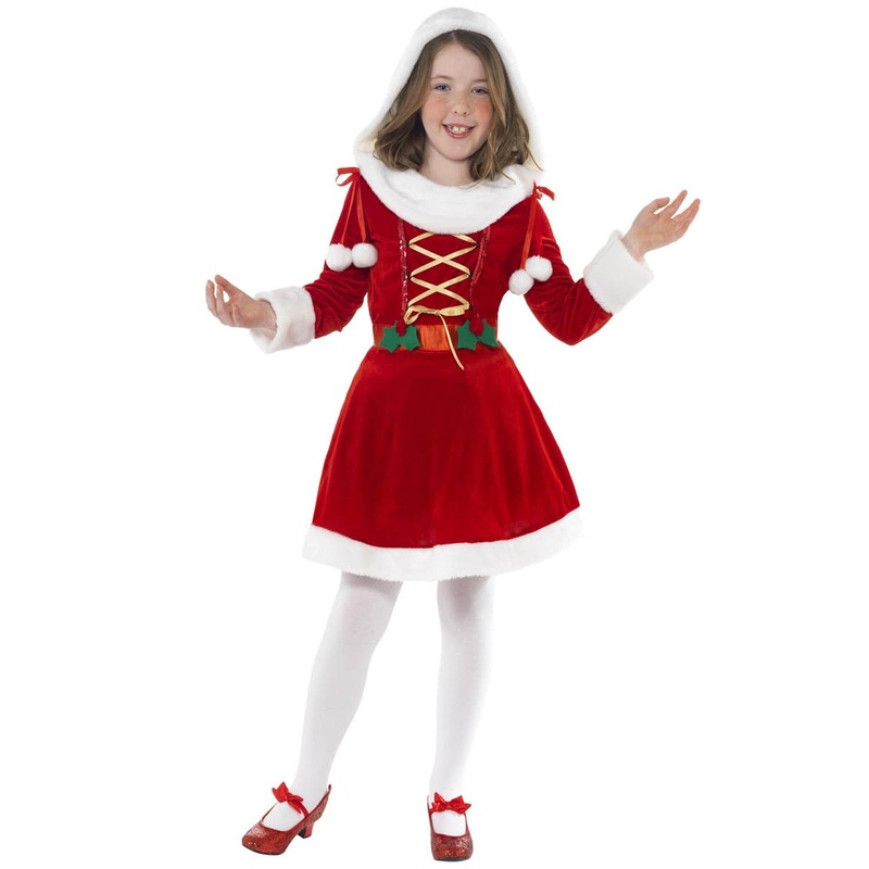 Little Miss Santa Girls Christmas Dress Up Costume
