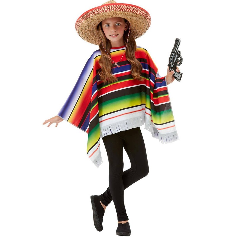 Mexican Poncho Girls Dress Up Costume