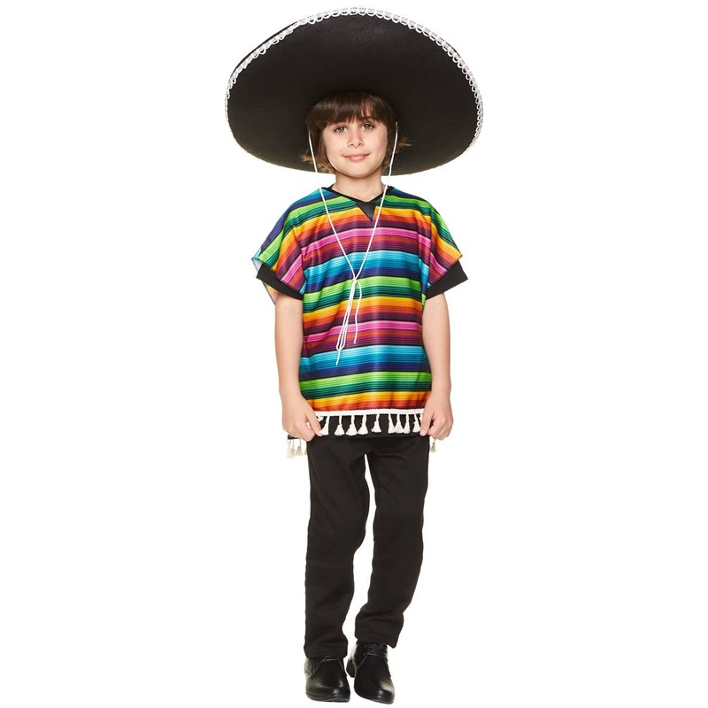 Mexican Rainbow Poncho Boys Fancy Dress Costume