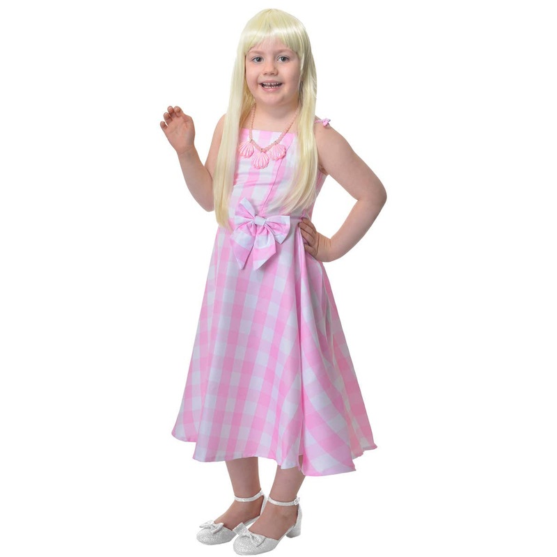 Pastel Pink Gingham Barbie Doll Girls Costume