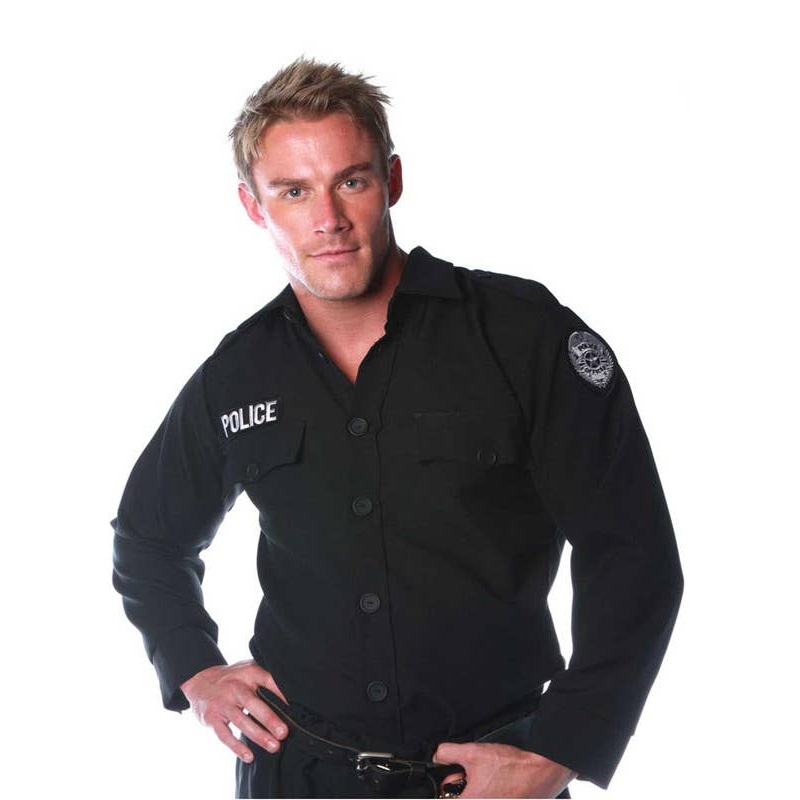 Police Officer Mens Plus Size Cop Costume Shirt