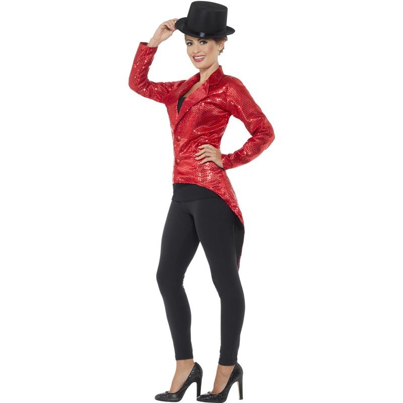 Showgirl Plus Size Womens Red Sequin Tailcoat Costume Jacket