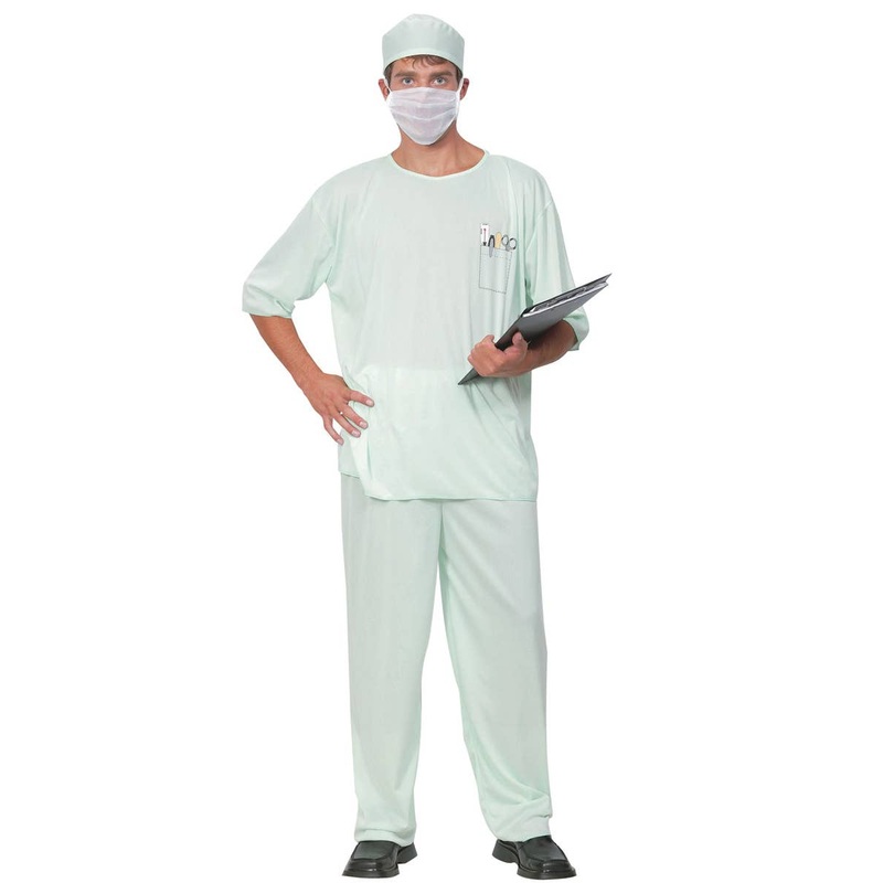 Surgical Scrubs Mens Doctor Uniform Costume