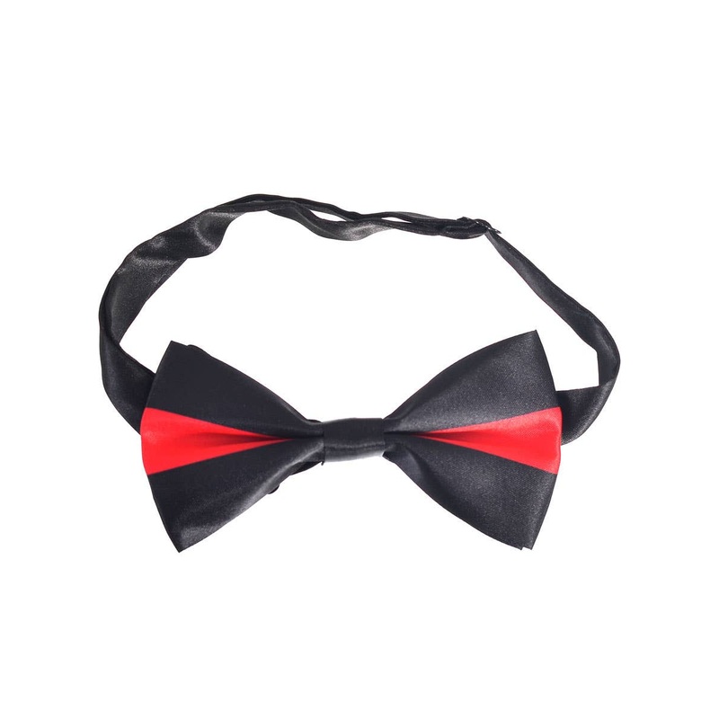 Adjustable Black and Red Striped Costume Bow Tie