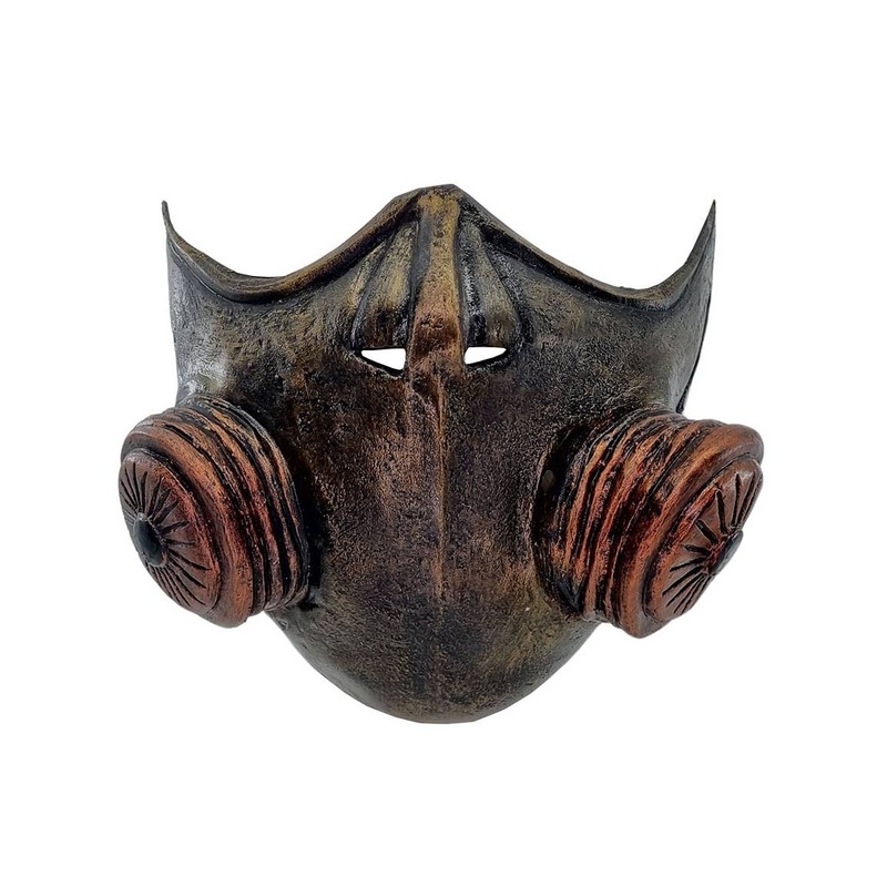 Aged Bronze Latex Gas Mask Half Face Latex Costume Mask