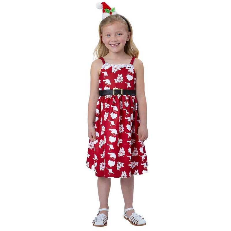Australian Christmas Print Girls Red Printed Costume Dress