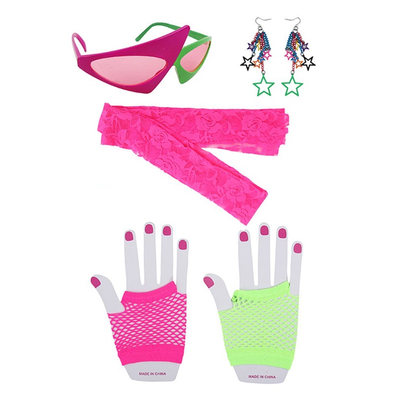 Back To The 80s Pink And Green Costume Accessory Set