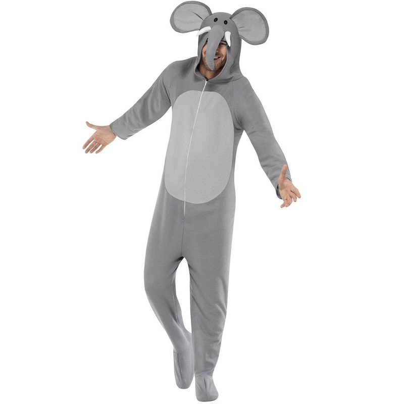 Big Grey Elephant Mens Onesie Costume
