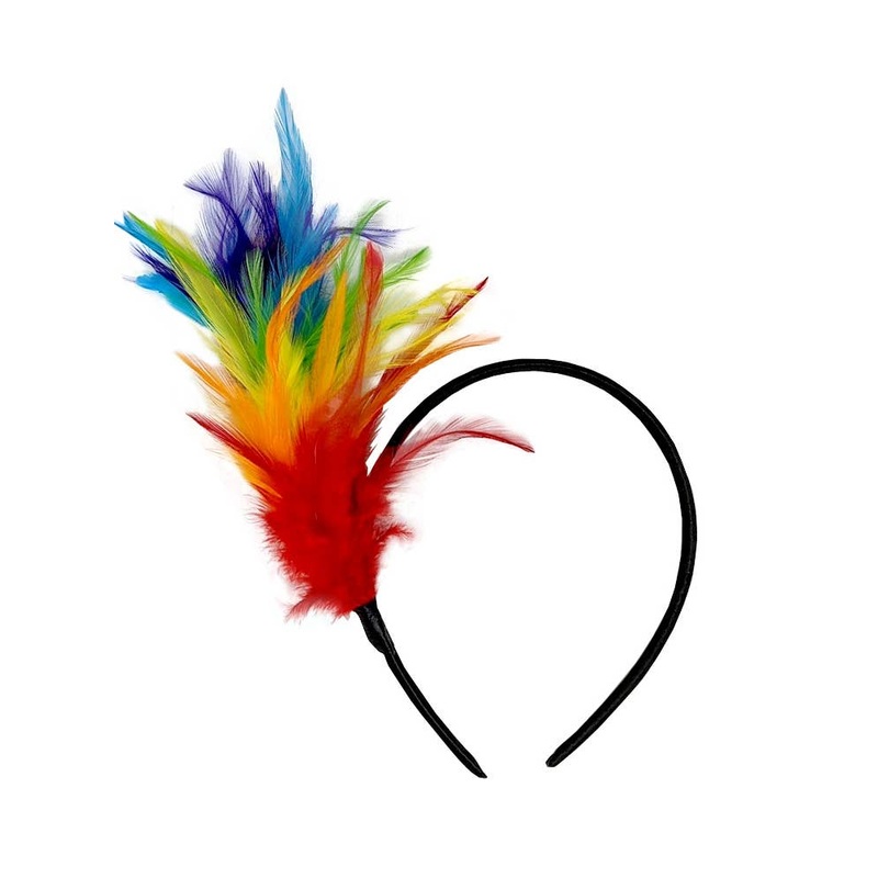 Bright Rainbow Feather Showgirl Costume Headband