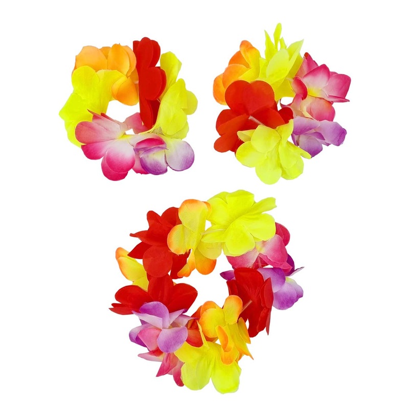 Colourful Hawaiian Flower Head and Wrist Band Set