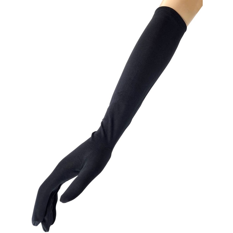 Elbow Length Black 45cm Long Costume Gloves