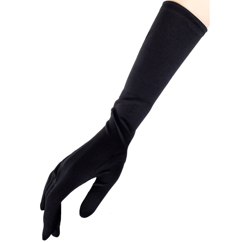 Elbow Length Matte Black Costume Gloves
