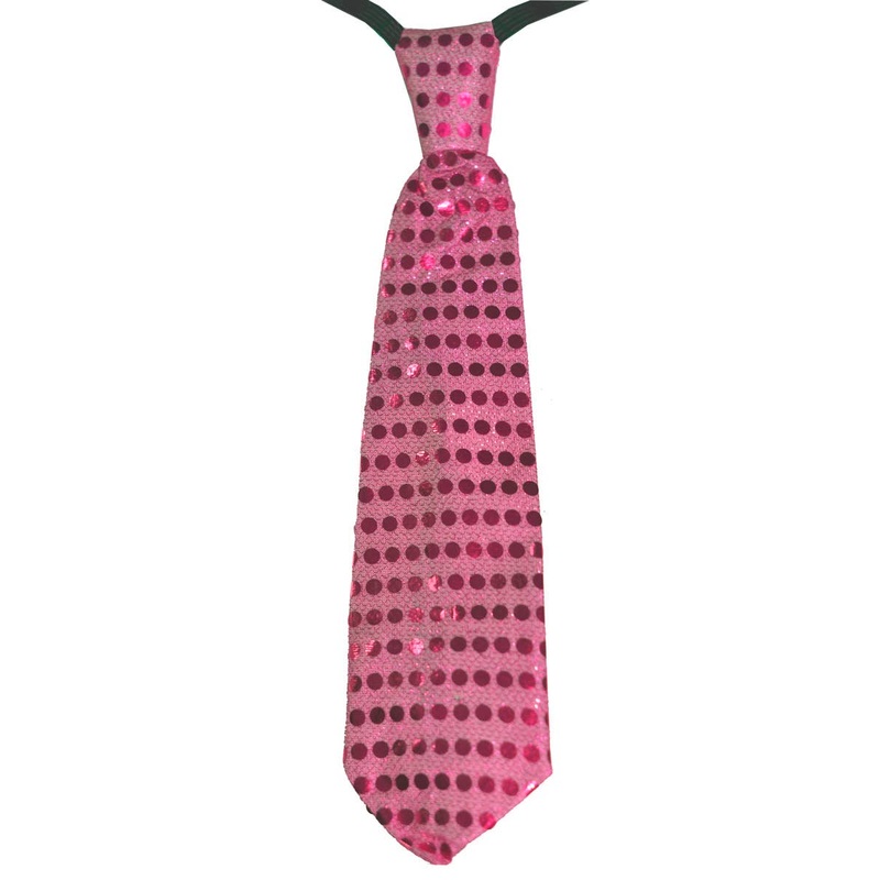 Flashing Light Up Light Pink Sequinned Costume Tie