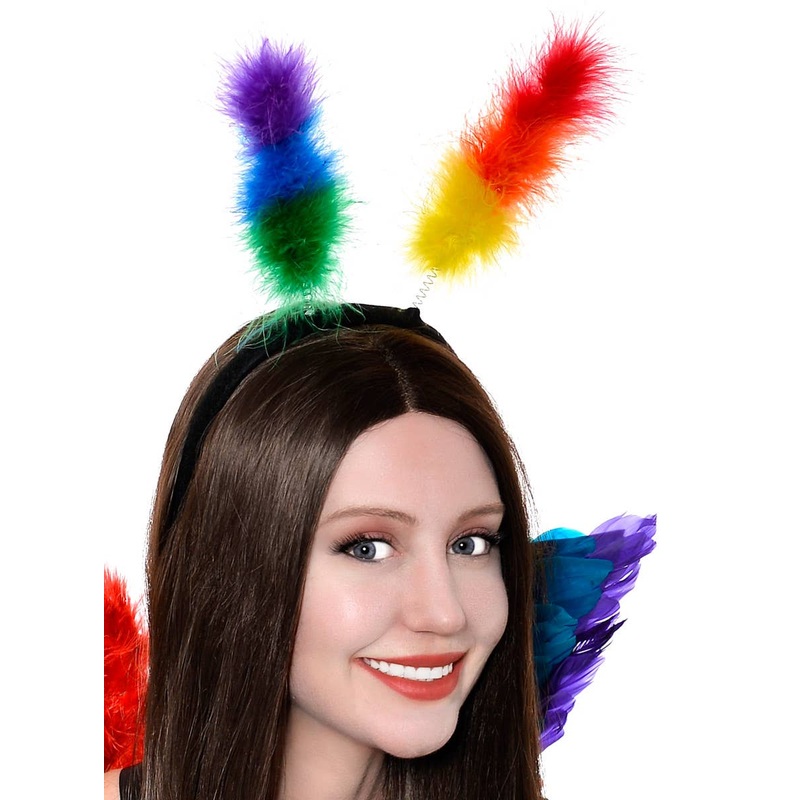Fluffy Rainbow Feather Head Bopper Costume Accessory