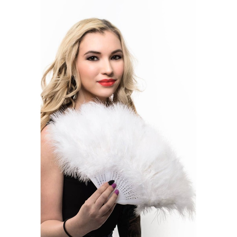 Fluffy White Feather Fan Costume Accessory