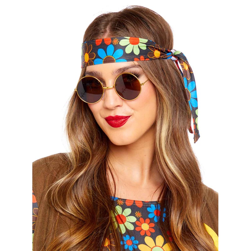 Groovy 1960s Brown Lens Adults Hippie Glasses