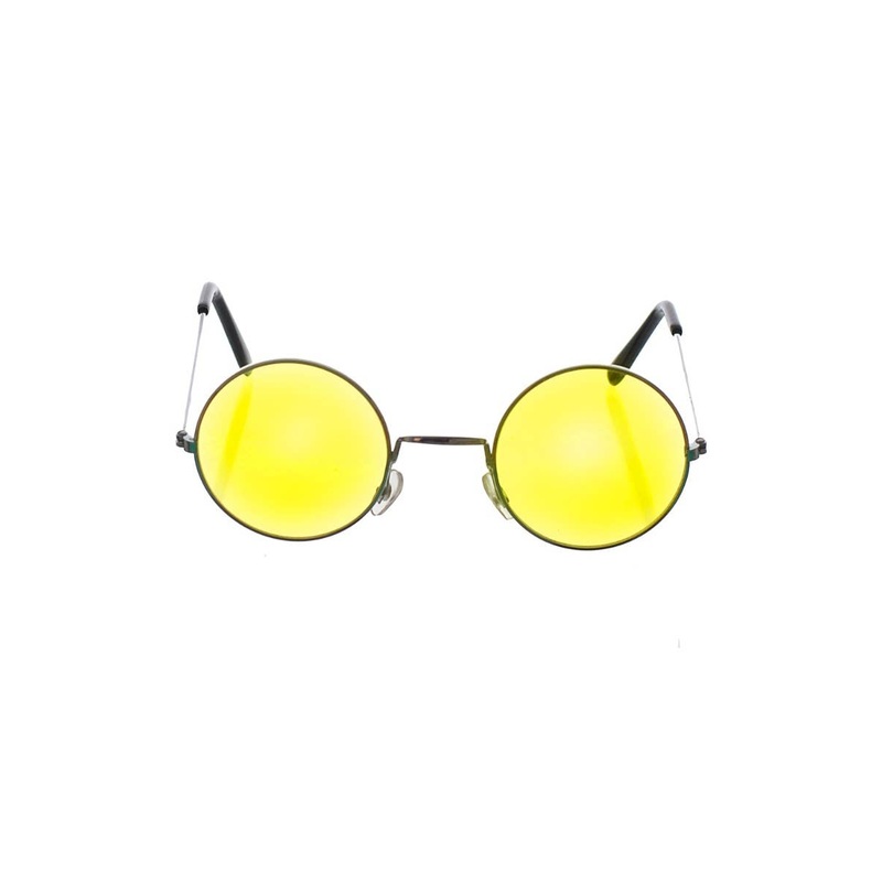 Groovy Round Yellow Lens Hippie Costume Glasses