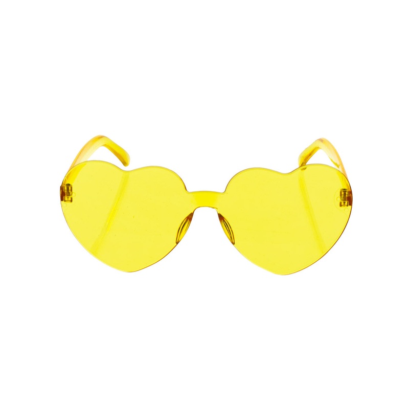 Heart Shaped Womens Yellow Frameless Costume Glasses