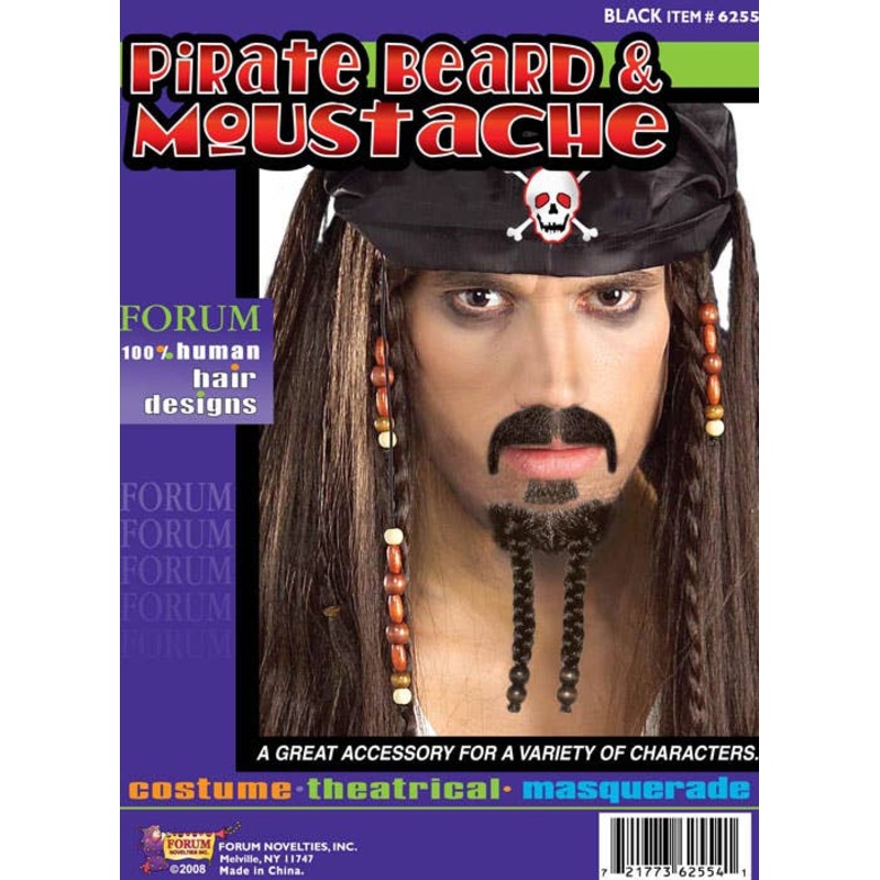 Human Hair Deluxe Pirate Beard Set
