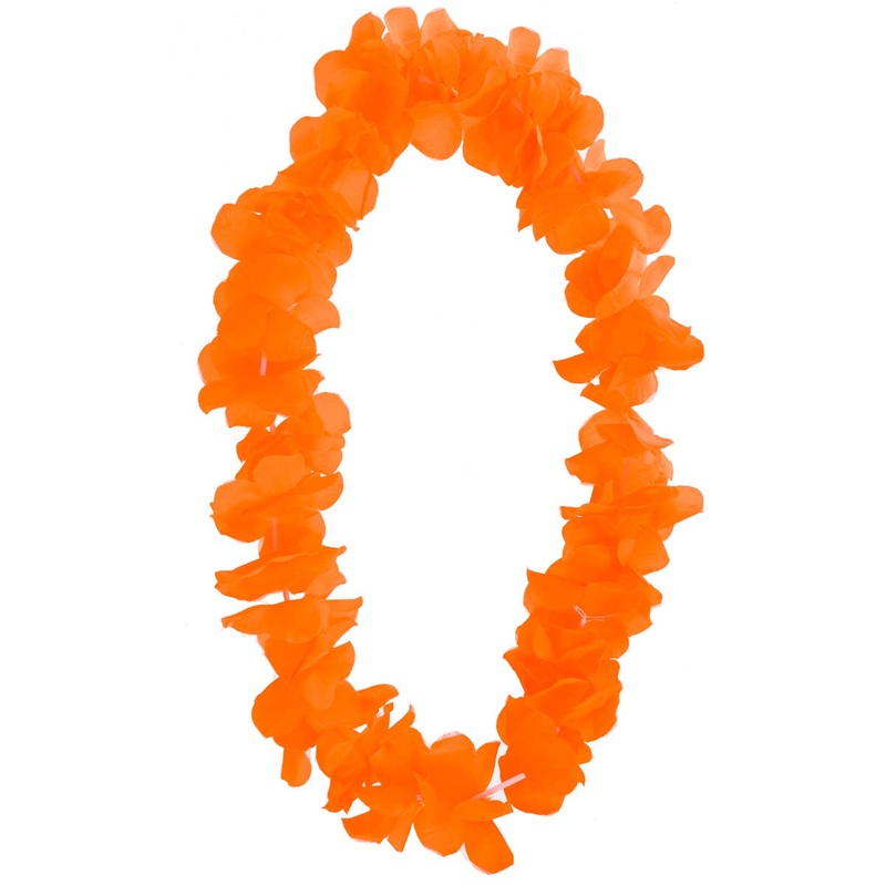 Neon Orange Flower Lei Hawaiian Costume Accessory