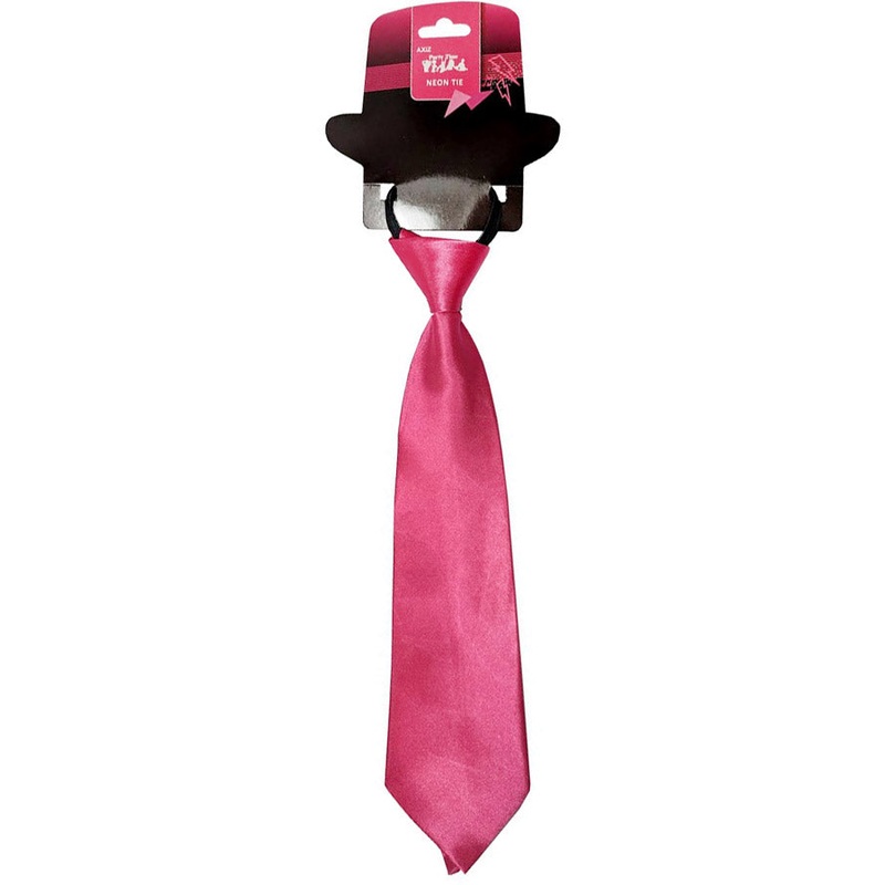 Neon Pink Satin Costume Neck Tie