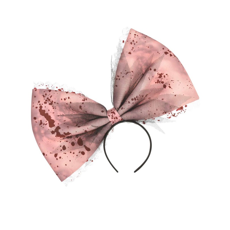 Oversized Pink Blood Splattered Doll Bow Headband